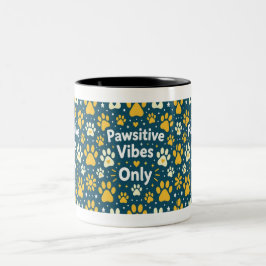 Pawsitieve Vibes Alleen Hond Pootafdruk Koffiemok  Tweekleurige Koffiemok