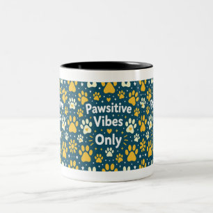 Pawsitieve Vibes Alleen Hond Pootafdruk Koffiemok Tweekleurige Koffiemok