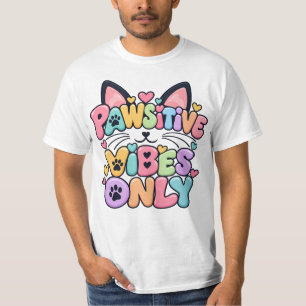 Pawsitieve Vibes Alleen Pastelkleurige Kat Bubble T-shirt