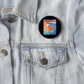 Pawsitieve Vibes Kat Surfen - Pixel Art Golf  Ronde Button 5,7 Cm (In situ)
