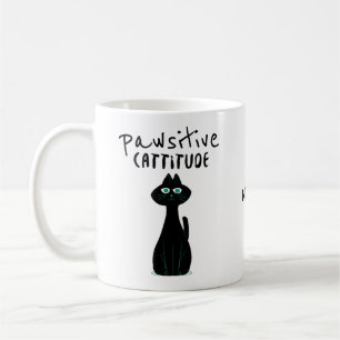 Pawsitive Cattitude Cat Humor Quote Name Koffiemok