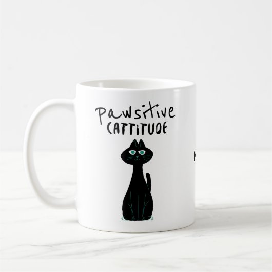 Pawsitive Cattitude Cat Humor Quote Name Koffiemok (Links)