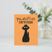 Pawsitive Cattitude Schattigee Kat Humor Zwart Sin Briefkaart (Staand voorkant)