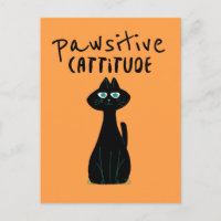 Pawsitive Cattitude Schattigee Kat Humor Zwart Sin