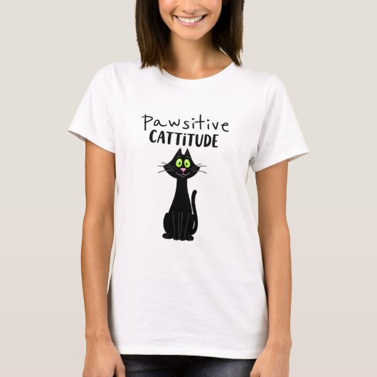 Pawsitive cattitude t-shirt (Voorkant)
