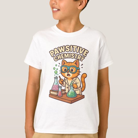 Pawsitive Chemistry – Cat Scientist T-shirt (Voorkant)