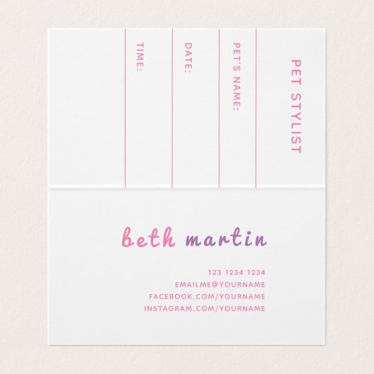 Pawsitive Chic Pet Grooming Salon Appointing Visitekaartje (Binnenkant ongevouwen)