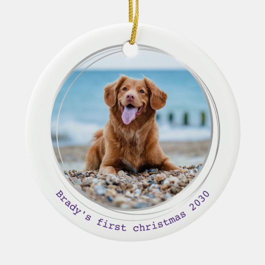 Pawsitive Covid Quarantine Paars Dog Pet Photo Keramisch Ornament (Voorkant)