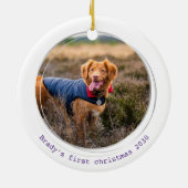 Pawsitive Covid Quarantine Paars Dog Pet Photo Keramisch Ornament (Achterkant)