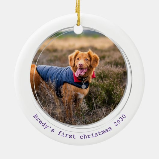 Pawsitive Covid Quarantine Paars Dog Pet Photo Keramisch Ornament (Achterkant)