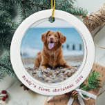 Pawsitive Covid Quarantine Red Dog Pet Photo Keramisch Ornament<br><div class="desc">Het beste jaar ooit! Volgens de honden. Decoreer je boom of stuur een speciaal cadeau met deze super schattige persoonlijke kerstfoto's. Deze grappige kerstsierbloem voor pandemische quarantainehonden zal een favoriet zijn bij alle hondenliefhebbers. Voeg de foto van je hond toe en personaliseer je met naam en jaar. De versiering is...</div>