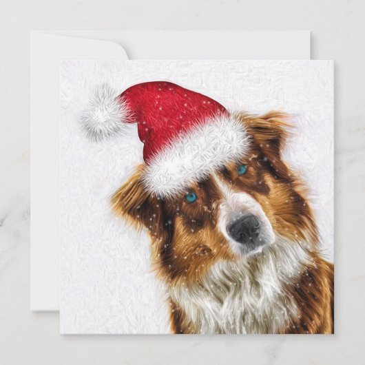 Pawsitive Joyous Australian Shepherd Santa Dog Feestdagenkaart (Voorkant)