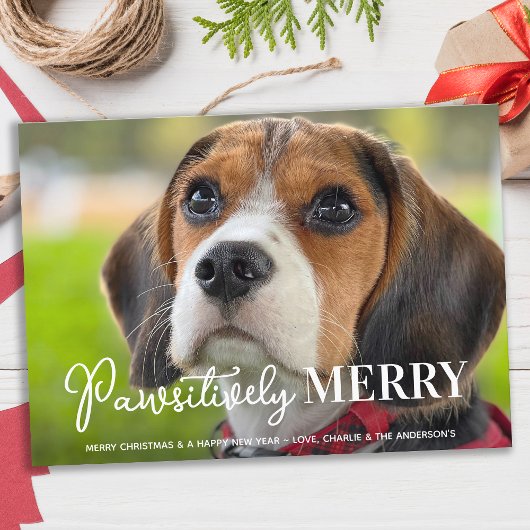 Pawsitive Merry Custom Pet Dog-fotokerst Feestdagenkaart