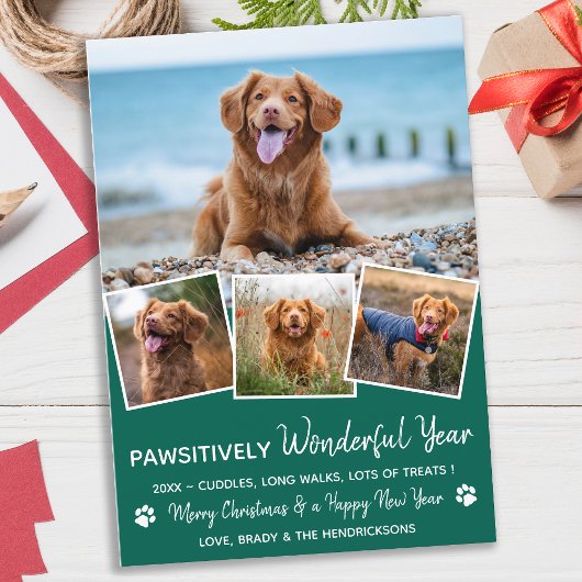 Pawsitive Pet Year voor Review Cute 4 Dog Photo Feestdagenkaart