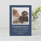Pawsitive Unforgettable Year Navy Dog Photo Feestdagenkaart (Staand voorkant)