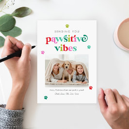 Pawsitive Vibes Bewerkbare Kleur Huisdier Kerstkaa Feestdagenkaart