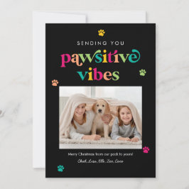 Pawsitive Vibes Bewerkbare Kleur Huisdier Vakantie Feestdagenkaart