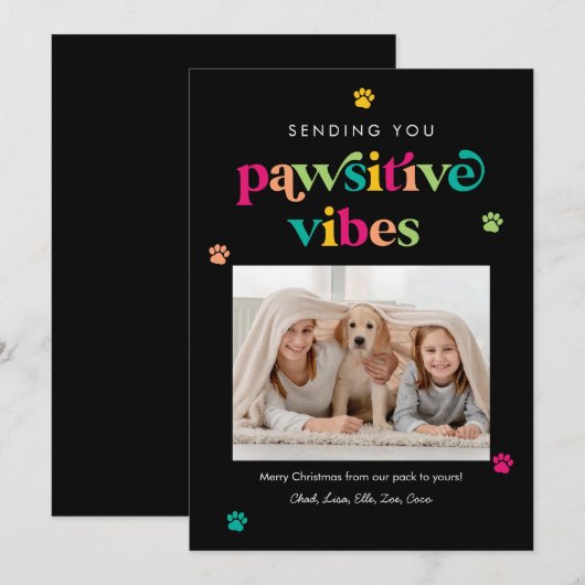 Pawsitive Vibes Bewerkbare Kleur Huisdier Vakantie Feestdagenkaart (Voorkant / Achterkant)