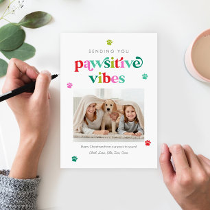 Pawsitive Vibes Bewerkbare Kleur Huisdier Vakantie Feestdagenkaart