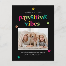 Pawsitive Vibes Bewerkbare Kleur Vakantie Ansichtk Feestdagenkaart