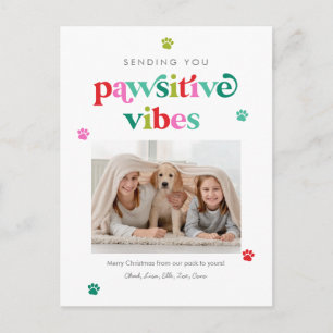 Pawsitive Vibes Bewerkbare Kleur Vakantieansichtka Feestdagenkaart
