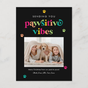 Pawsitive Vibes Bewerkbare Kleur Vakantieansichtka Feestdagenkaart