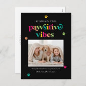 Pawsitive Vibes Editable Color Holiday Briefkaart (Voorkant / Achterkant)