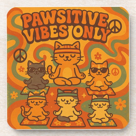 Pawsitive Vibes Only Bier Onderzetter (Voorkant)