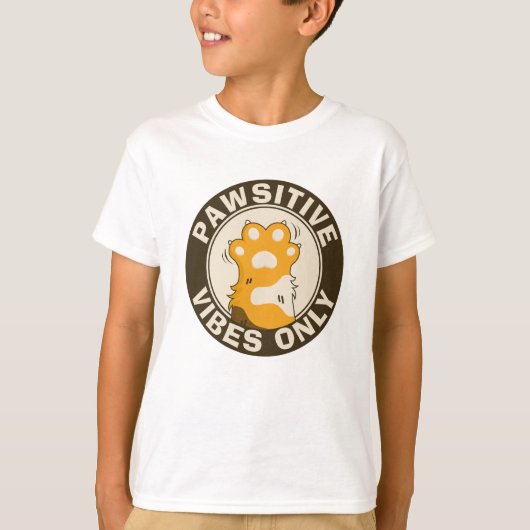Pawsitive vibes only Cute Cat Paw Funny Pun T-shirt (Voorkant)