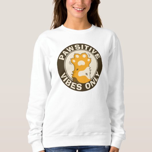 Pawsitive vibes only Cute Cat Paw Funny Pun Trui (Voorkant)