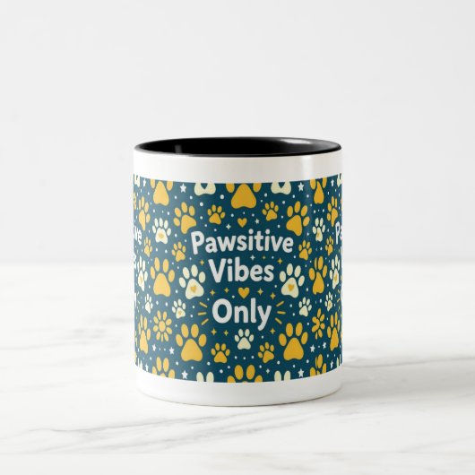 Pawsitive Vibes Only Dog Paw Print Coffee Mug  Tweekleurige Koffiemok (Center)