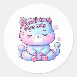 Pawsitive Vibes Only Mediteren Kat Sticker