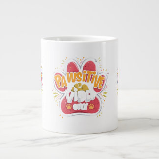 Pawsitive Vibes Only Paw Print Mug Grote Koffiekop
