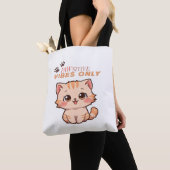 Pawsitive Vibes Only – Schattige Kawaii Cat Design Tote Bag (Dichtbij)