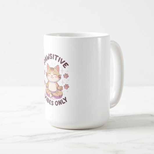 Pawsitive Vibes Only Schattige Yoga Kattenontwerp Koffiemok (Voorkant rechts)
