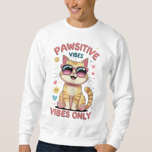 Pawsitive Vibes Only – Schattigee kat met zonnebri Trui (Voorkant)