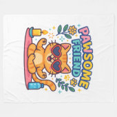 Pawsitive Vibes with Pawsome friend Cute Cat Lover Fleece Deken (Voorkant (Horizontaal))