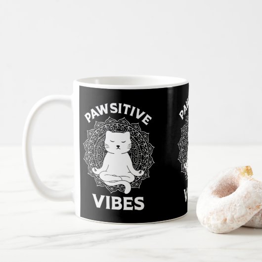 Pawsitive Vibes Zen Kitty Cat Owners Cat Mom & Dad Koffiemok (Met donut)