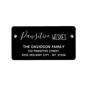 Pawsitive Wishes Cute Pet Dog Black Kerstmis Etiket