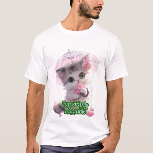 Pawsitively Adorable Kitten Umbrella – Cute Cat Lo T-shirt (Voorkant)