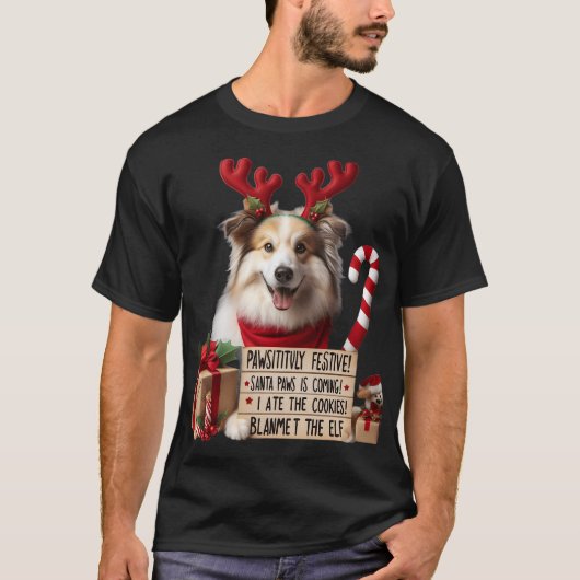 PAWSITIVELY FESTIVE Dog | Funny Christmas Cookies T-shirt (Voorkant)