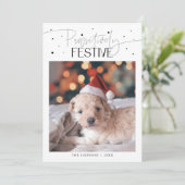 Pawsitively Festive Dog Photo White Christmas  Feestdagenkaart (Staand voorkant)