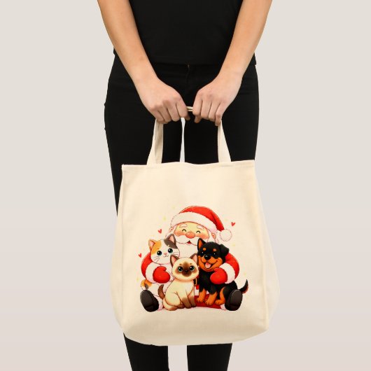 Pawsitively Huggable: Santa’s Snuggle Squad Tote Bag (Voorkant (product))