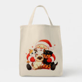 Pawsitively Huggable: Santa’s Snuggle Squad Tote Bag (Achterkant)
