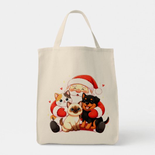 Pawsitively Huggable: Santa’s Snuggle Squad Tote Bag (Achterkant)