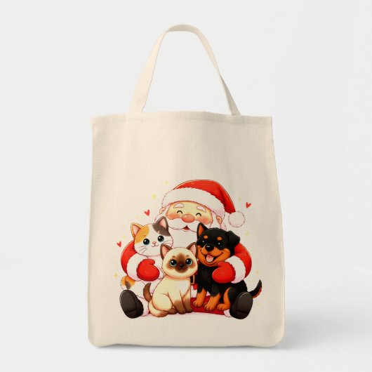 Pawsitively Huggable: Santa’s Snuggle Squad Tote Bag (Voorkant)
