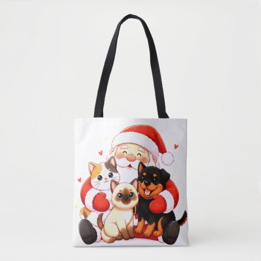 Pawsitively Huggable: Santa’s Snuggle Squad Tote Bag (Voorkant)