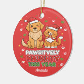 Pawsitively Naughty This Year Funny Christmas Keramisch Ornament (Links)