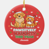 Pawsitively Naughty This Year Funny Christmas Keramisch Ornament (Achterkant)