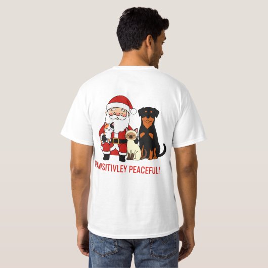 Pawsitively Peaceful: Santa’s Serene Pet Moment T-shirt (Achterkant volledig)
